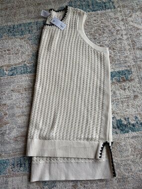 NWT Lane Bryant Cream Sweater Vest with Black Trim